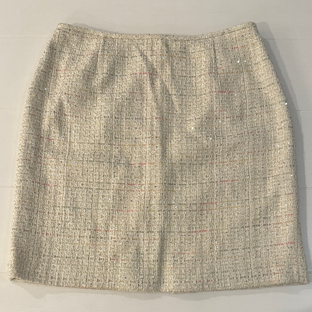 NWT - Tahari ASL Cream Tweed Pencil Skirt